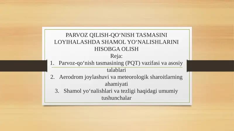 PARVOZ QILISH-QO‘NISH TASMASINI LOYIHALASHDA SHAMOL YO‘NALISHLARINI HISOBGA OLISH