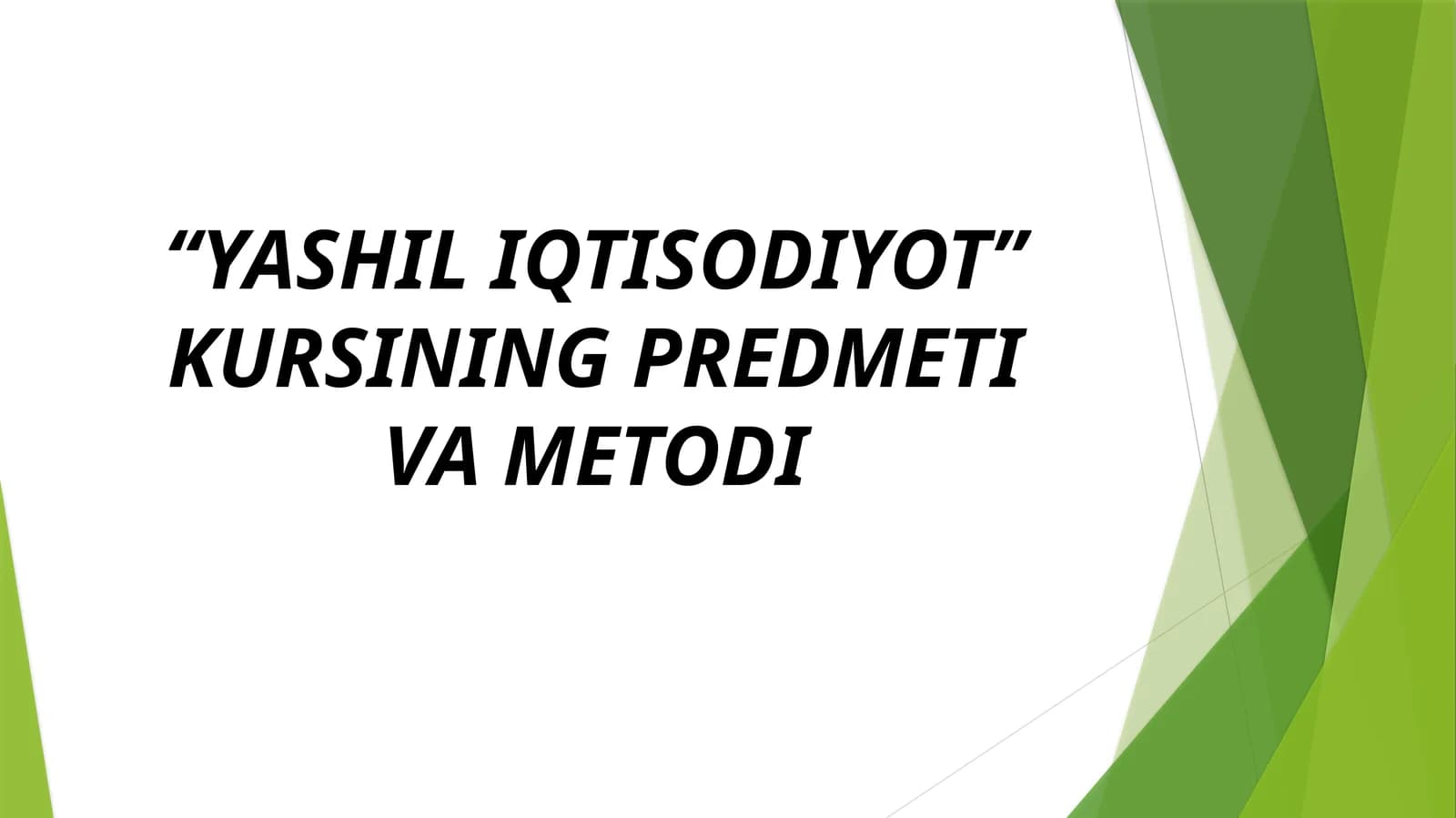 Яшил Иқтисодиёт Курси