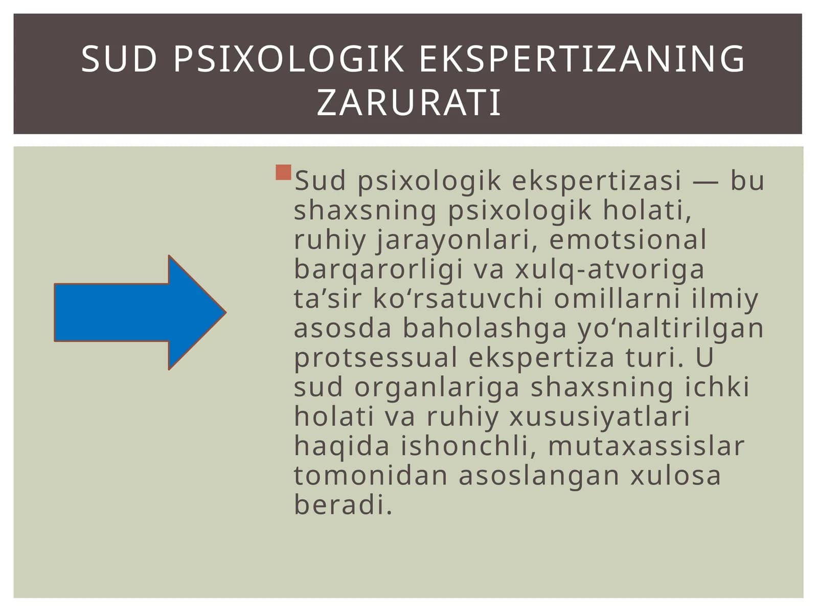 SUD PSIXOLOGIK EKSPERTIZANING ZARURATI