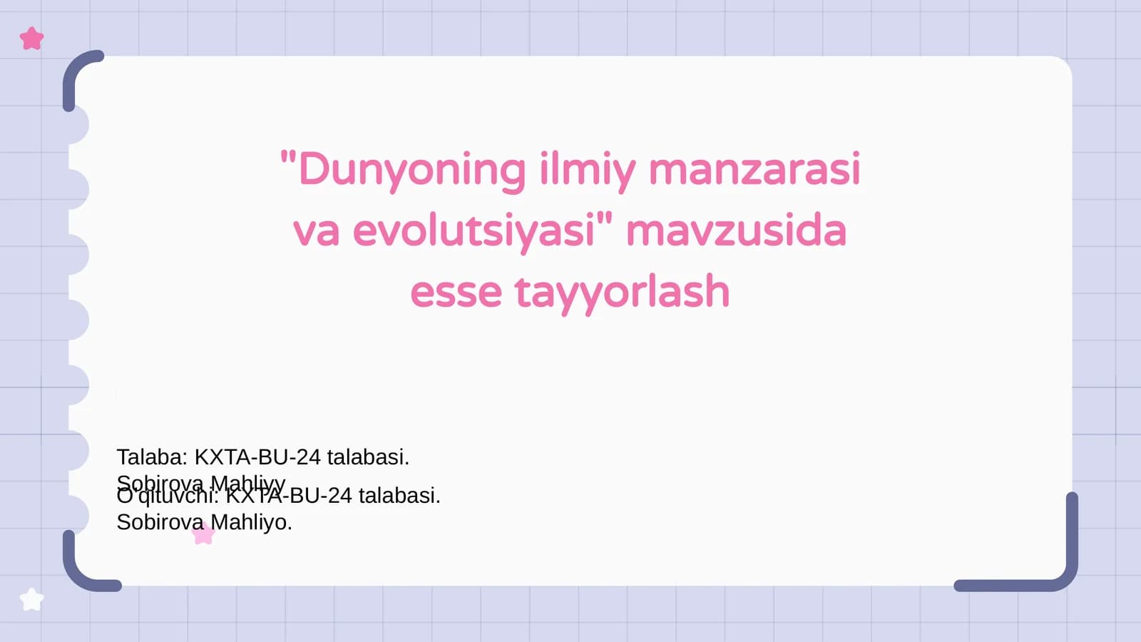 Dunyoning ilmiy manzarasi va evolutsiyasi