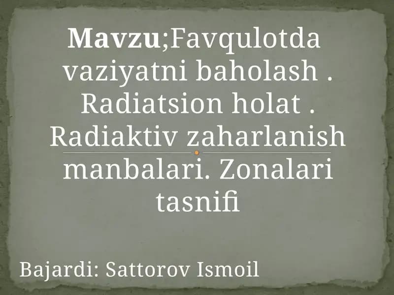 Favqulotdavaziyatni baholash
