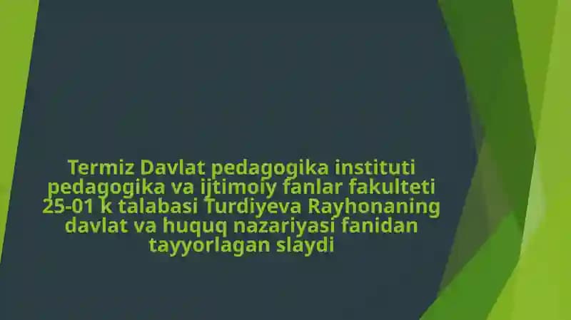 Qonuniylik va Huquqiy Tartibot