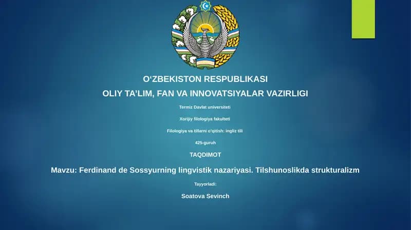 Ferdinand de Sossyurning lingvistik nazariyasi