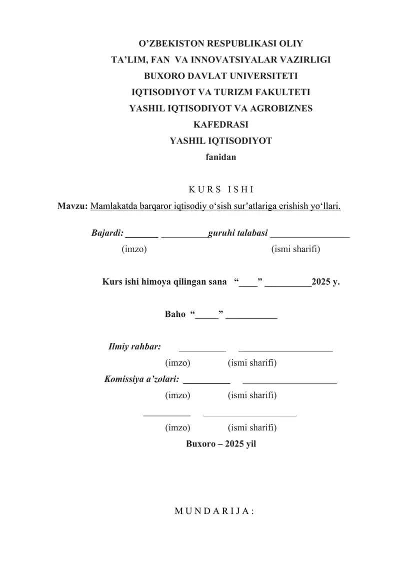 Mamlakatda barqaror iqtisodiy o‘sishga  erishish yo‘llari