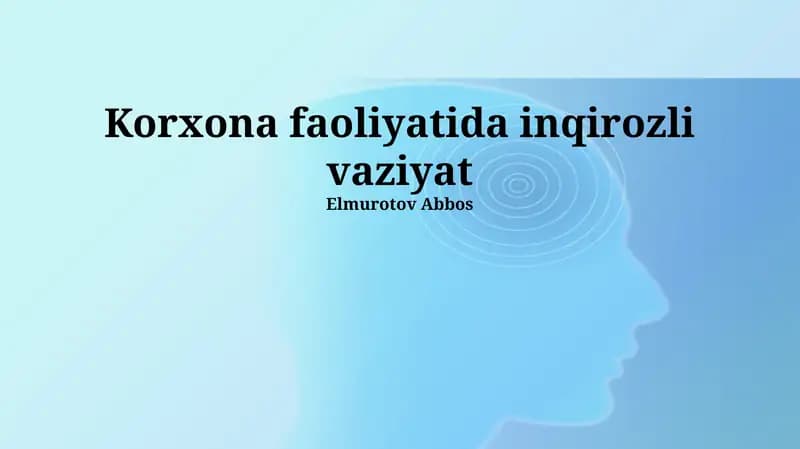 Inqirozga qarshi choralar va strategiya