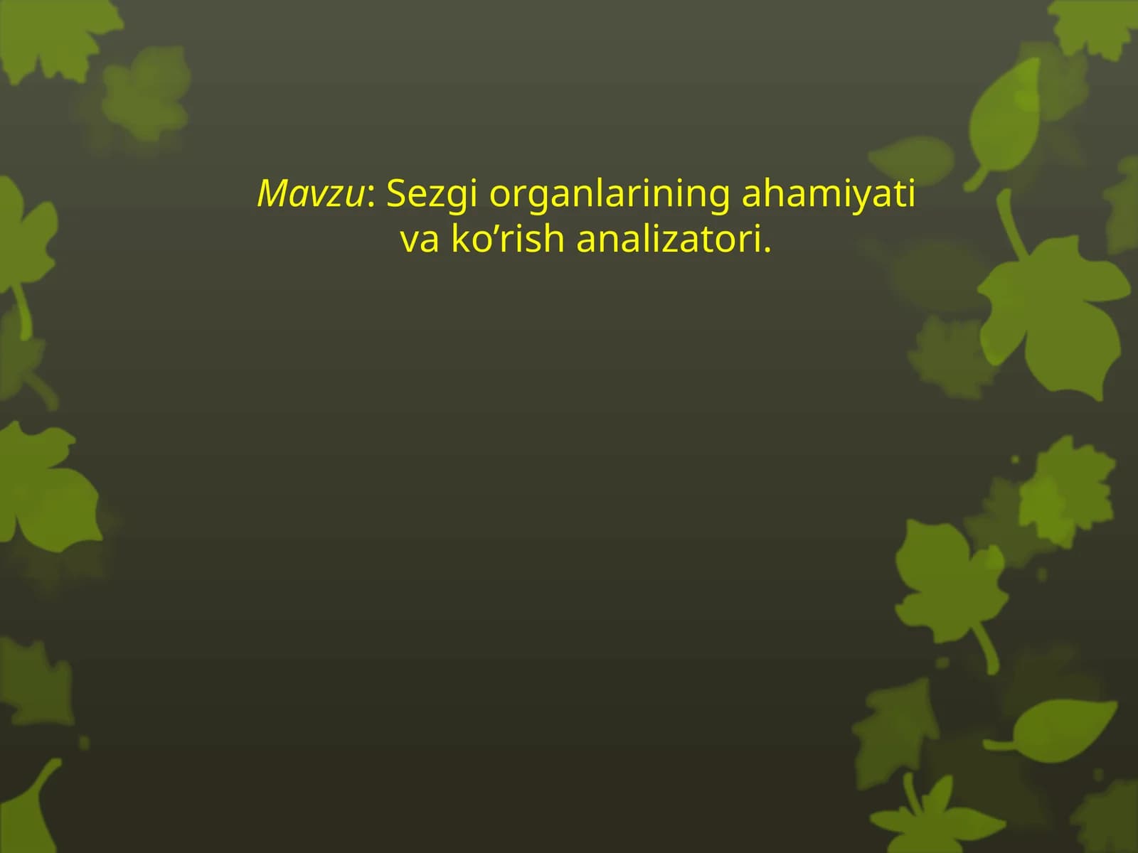 Sezgi organlarining ahamiyati va ko’rish analizatori