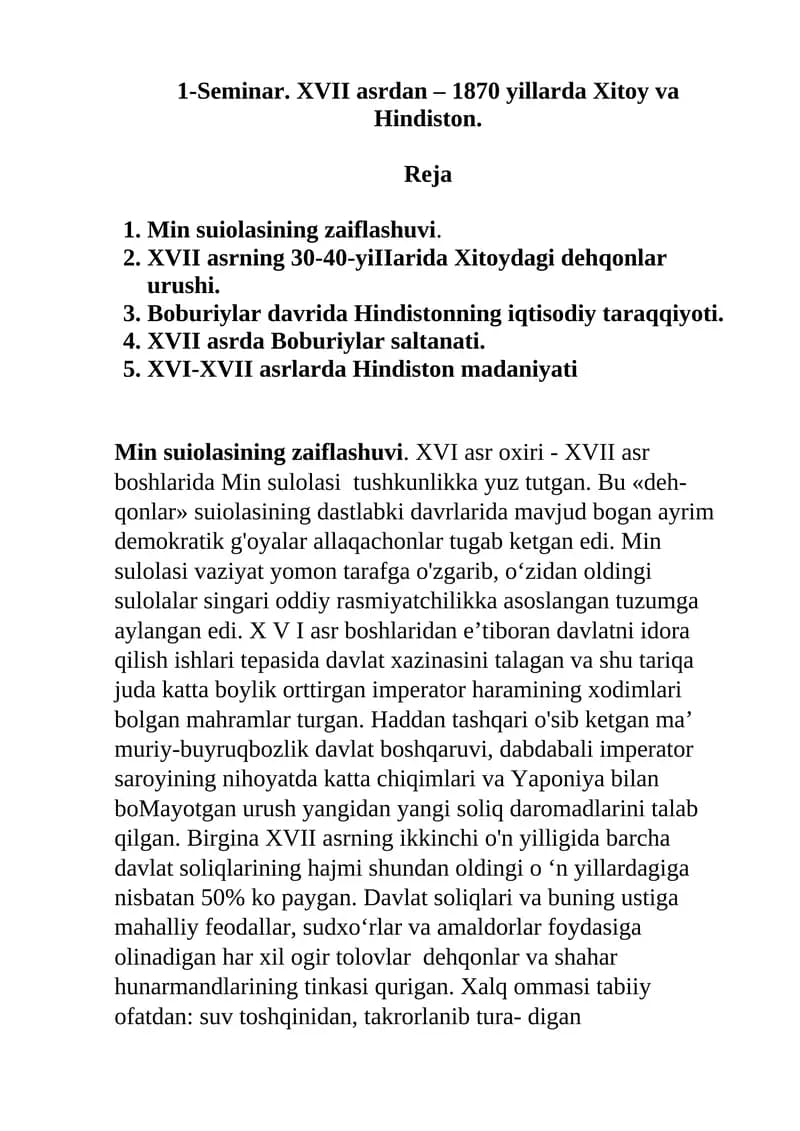 Min suiolasining zaiflashuvi
