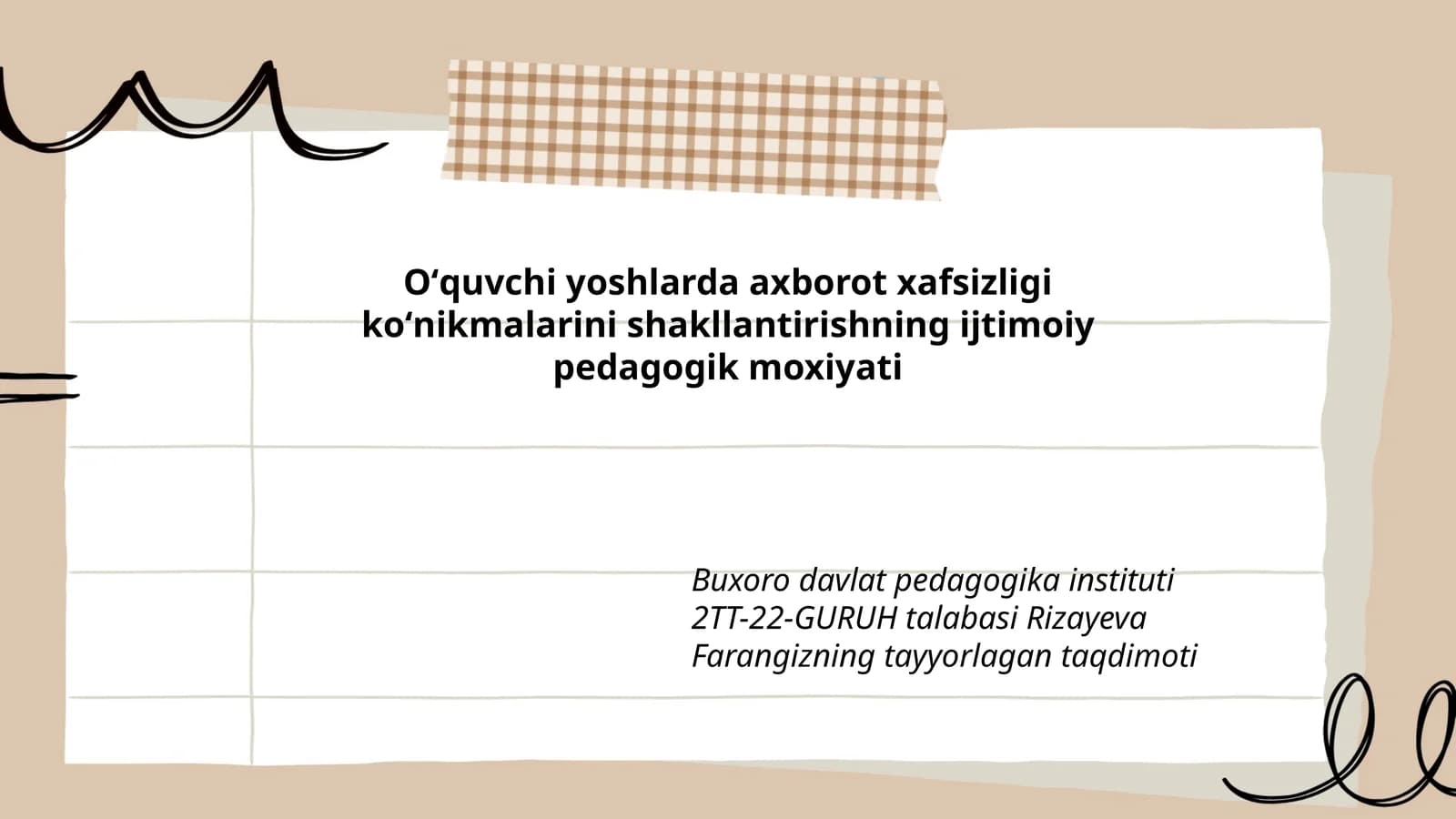 Oʻquvchi yoshlarda axborot xafsizligi koʻnikmalarini shakllantirishning ijtimoiy pedagogik moxiyati