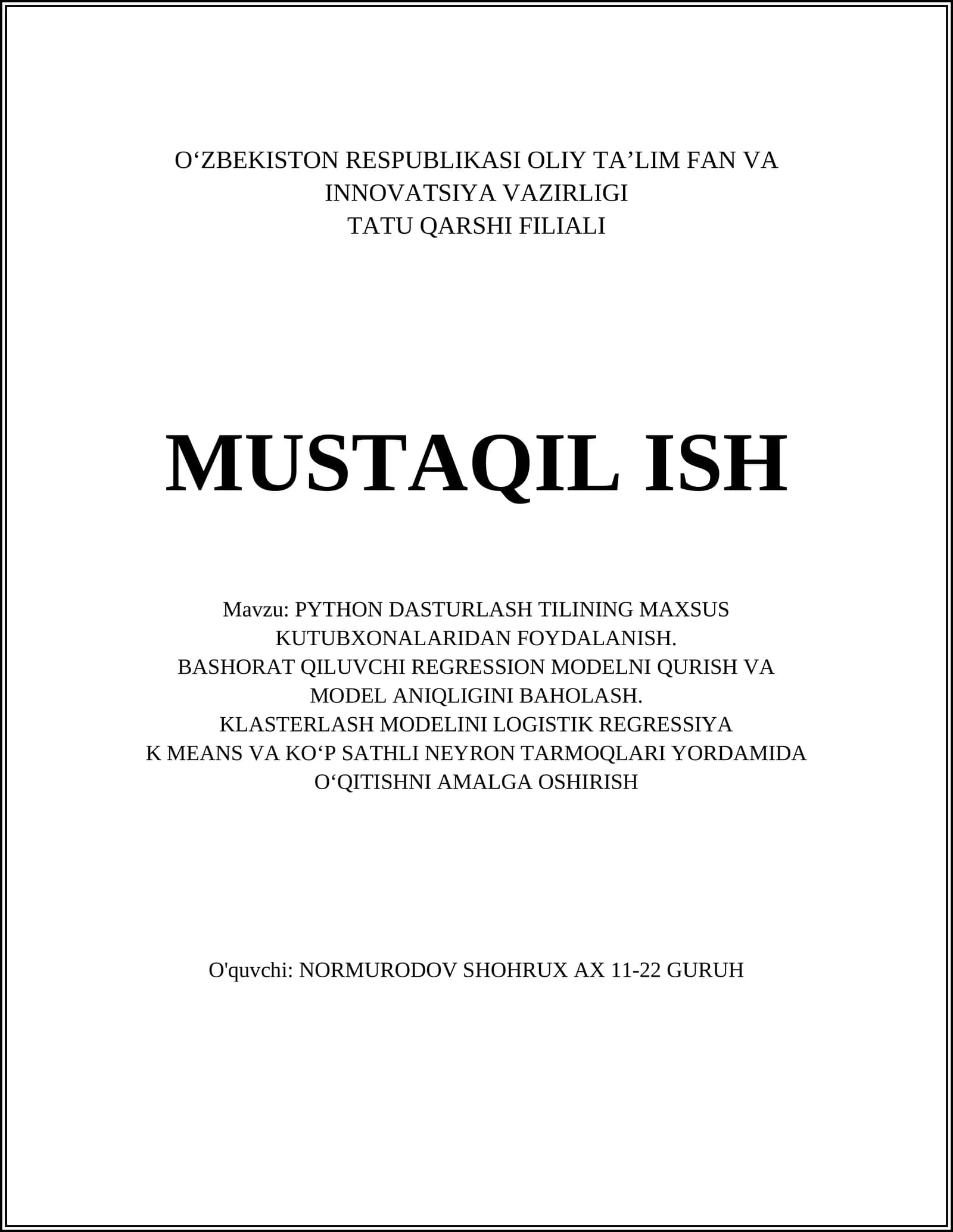 PYTHON DASTURLASH TILINING MAXSUS KUTUBXONALARIDAN FOYDALANISH