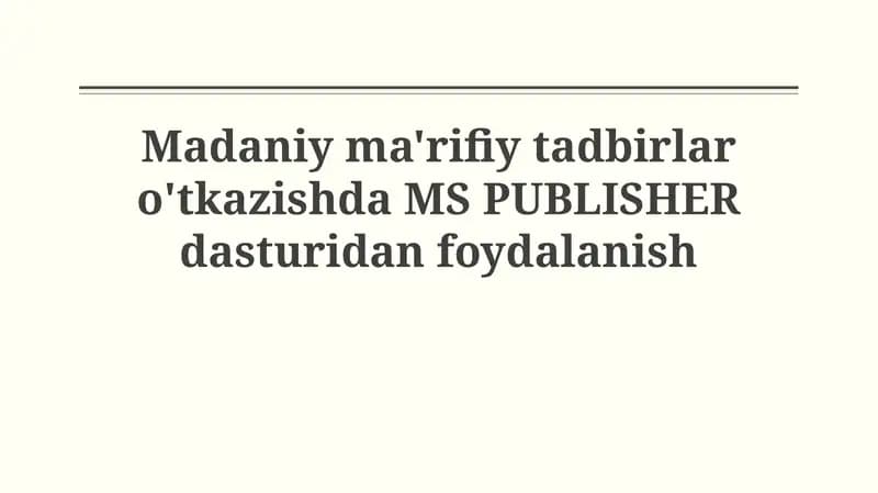 MS PUBLISHER dasturi