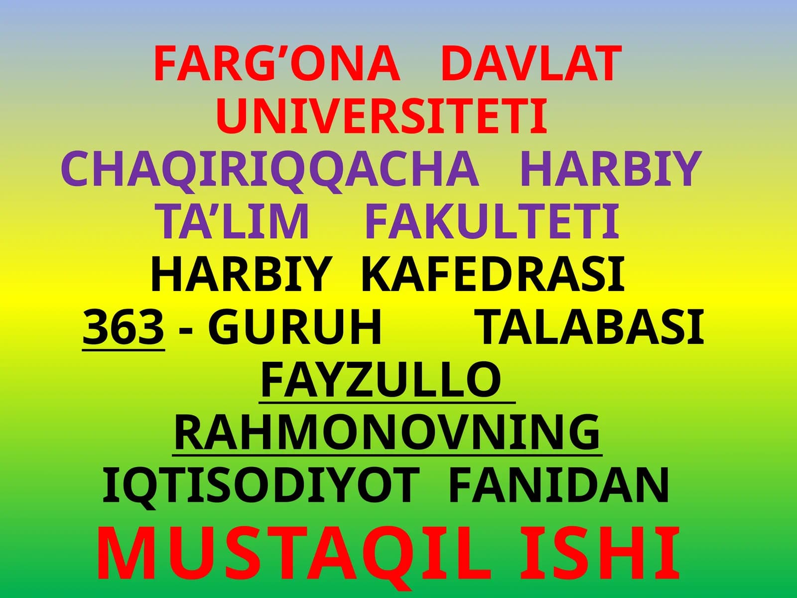 Ishlabchiqarish jarayonlari va uning natijalari