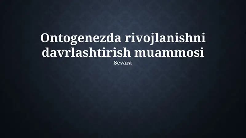 Davrlashtirish Modellarining Solishtiruv Tahlili