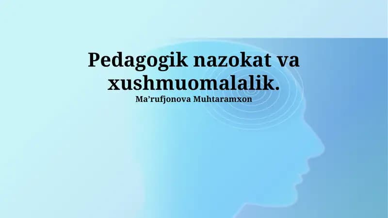 Odob-Ahloq Pedagogikasi: Amaliy Qo'llanma