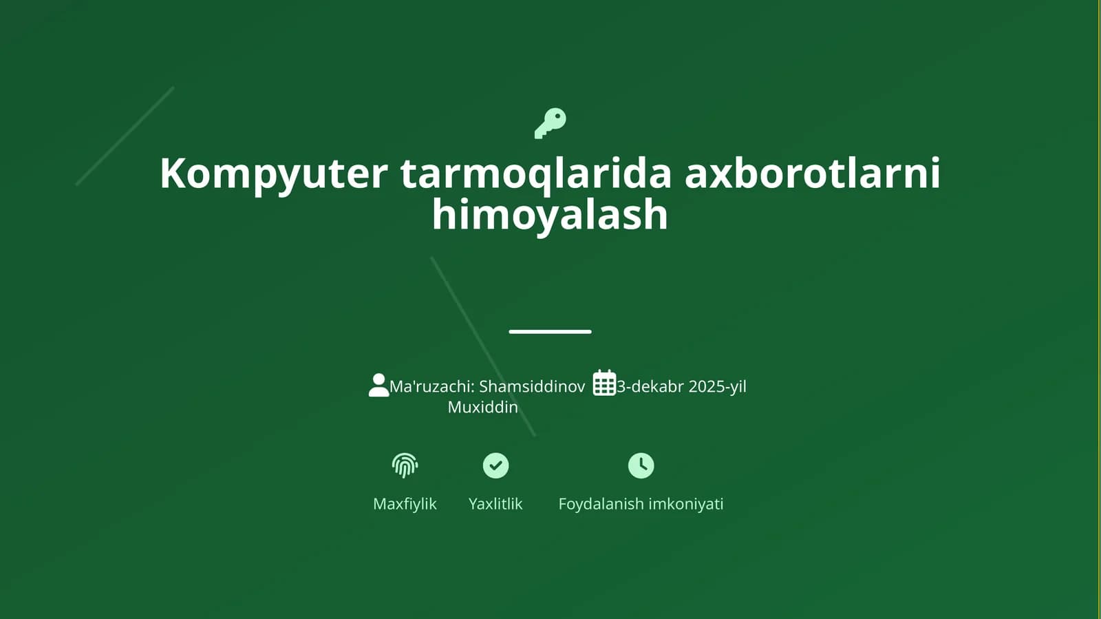 Kompyuter tarmoqlarida axborotlarni himoyalash