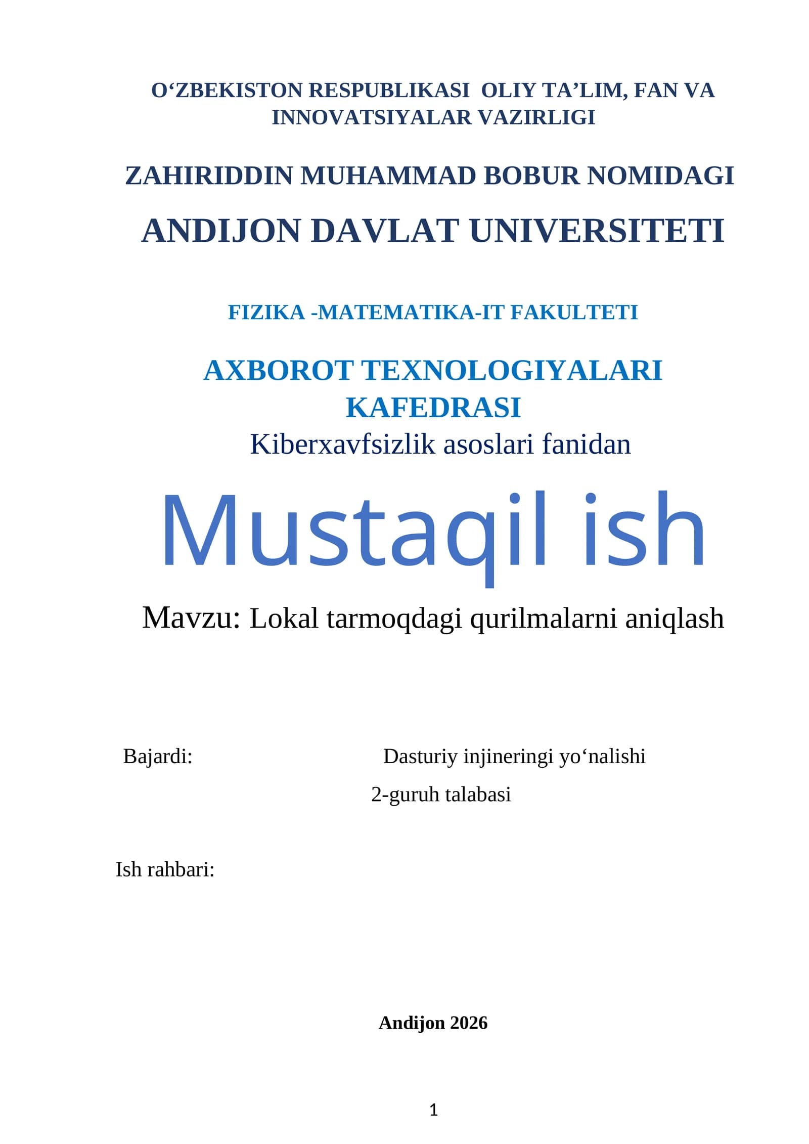 Lokal tarmoqdagi qurilmalarni aniqlash
