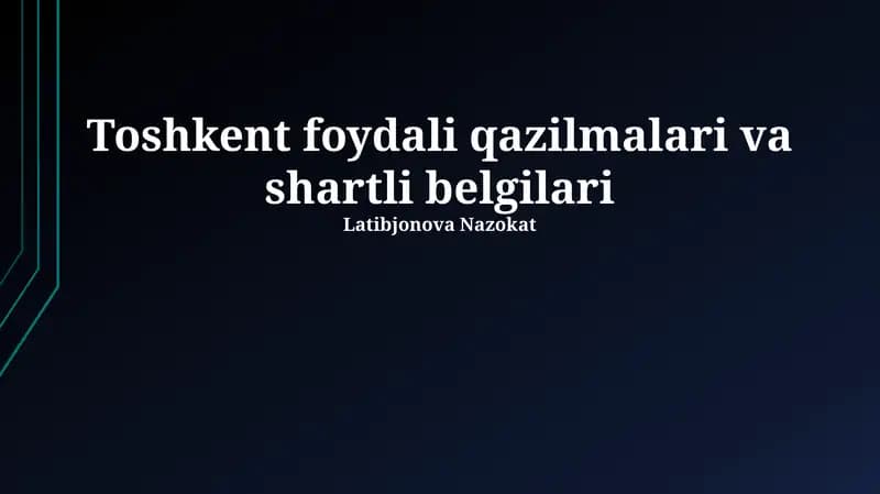 Toshkent foydali qazilmalari va shartli belgilari