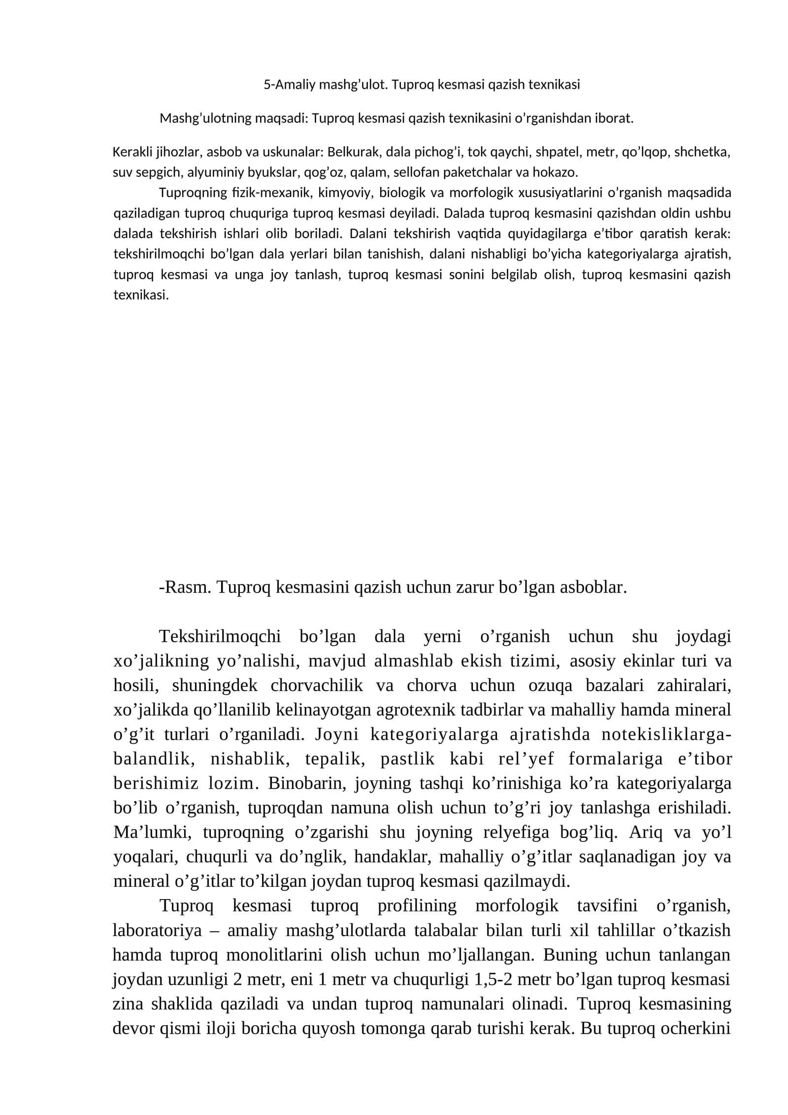 Tuproq Kesmasi Qazish Texnikasi
