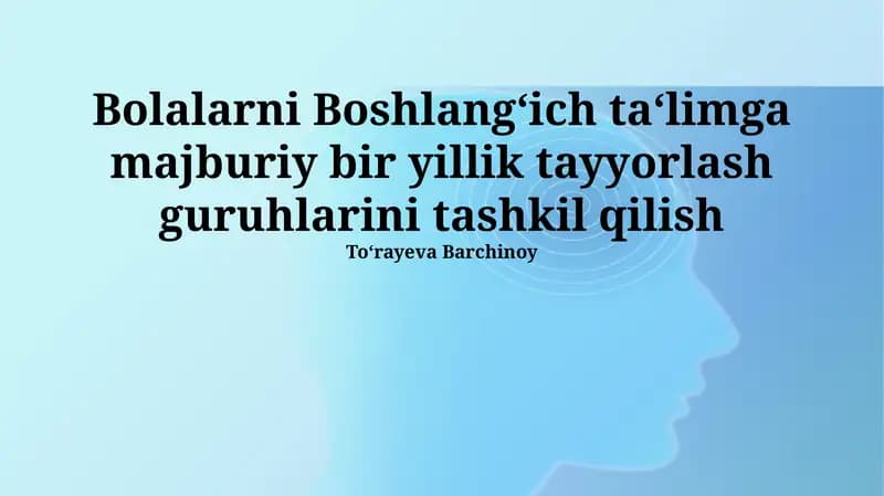 Boshlangʻich taʻlimga tayyorlash guruhlari