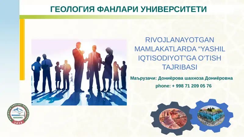 RIVOJLANAYOTGAN MAMLAKATLARDA “YASHIL IQTISODIYOT”GA O‘TISH TAJRIBASI