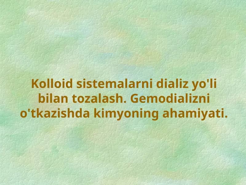 Kolloid sistemalar