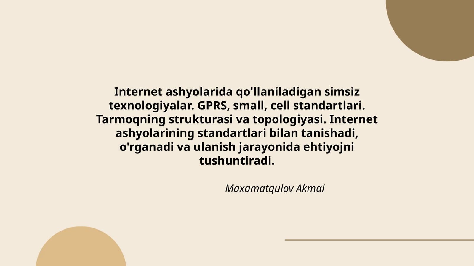 Internet ashyolarida qo'llaniladigan simsiz texnologiyalar