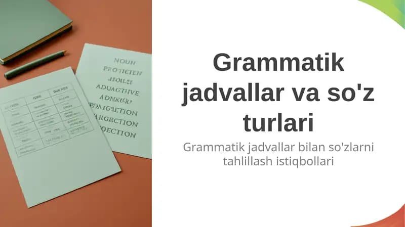 Grammatik jadvallar bilan so'zlarni tahlillash istiqbollari