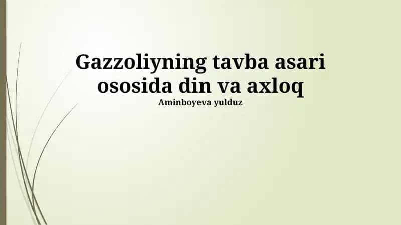 G'azzoliyning Tavba Asari