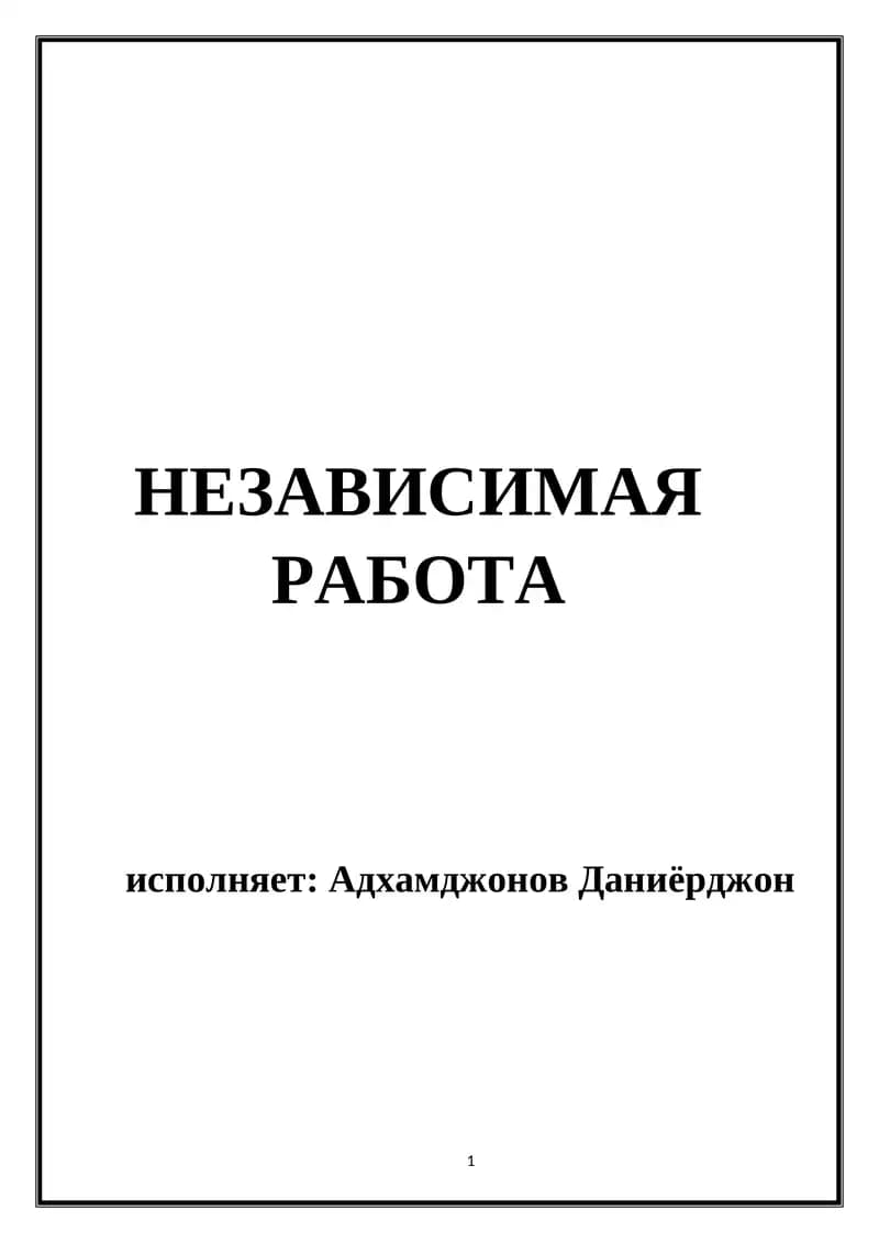 НЕЗАВИСИМАЯ РАБОТА