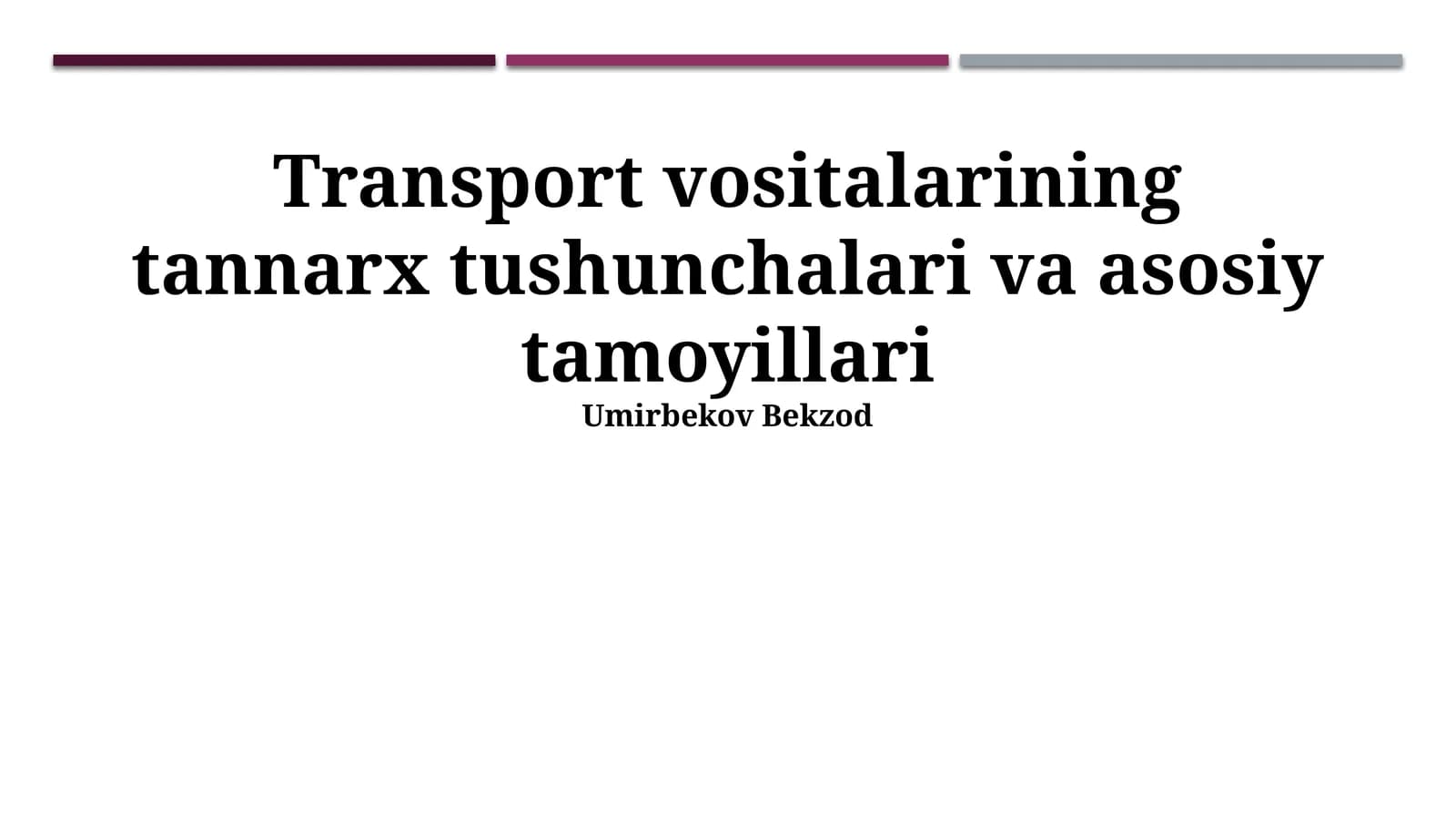 Transport vositalarining tannarx tushunchalari va asosiy tamoyillari