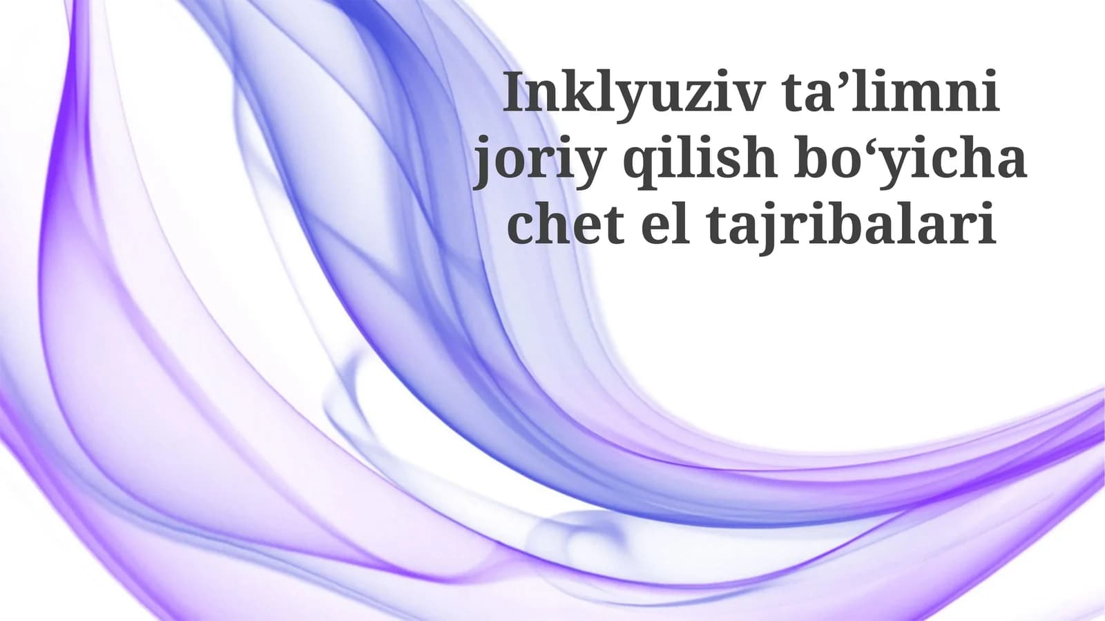 Inklyuziv ta'limni joriy etishdagi Chet el Tajribalari