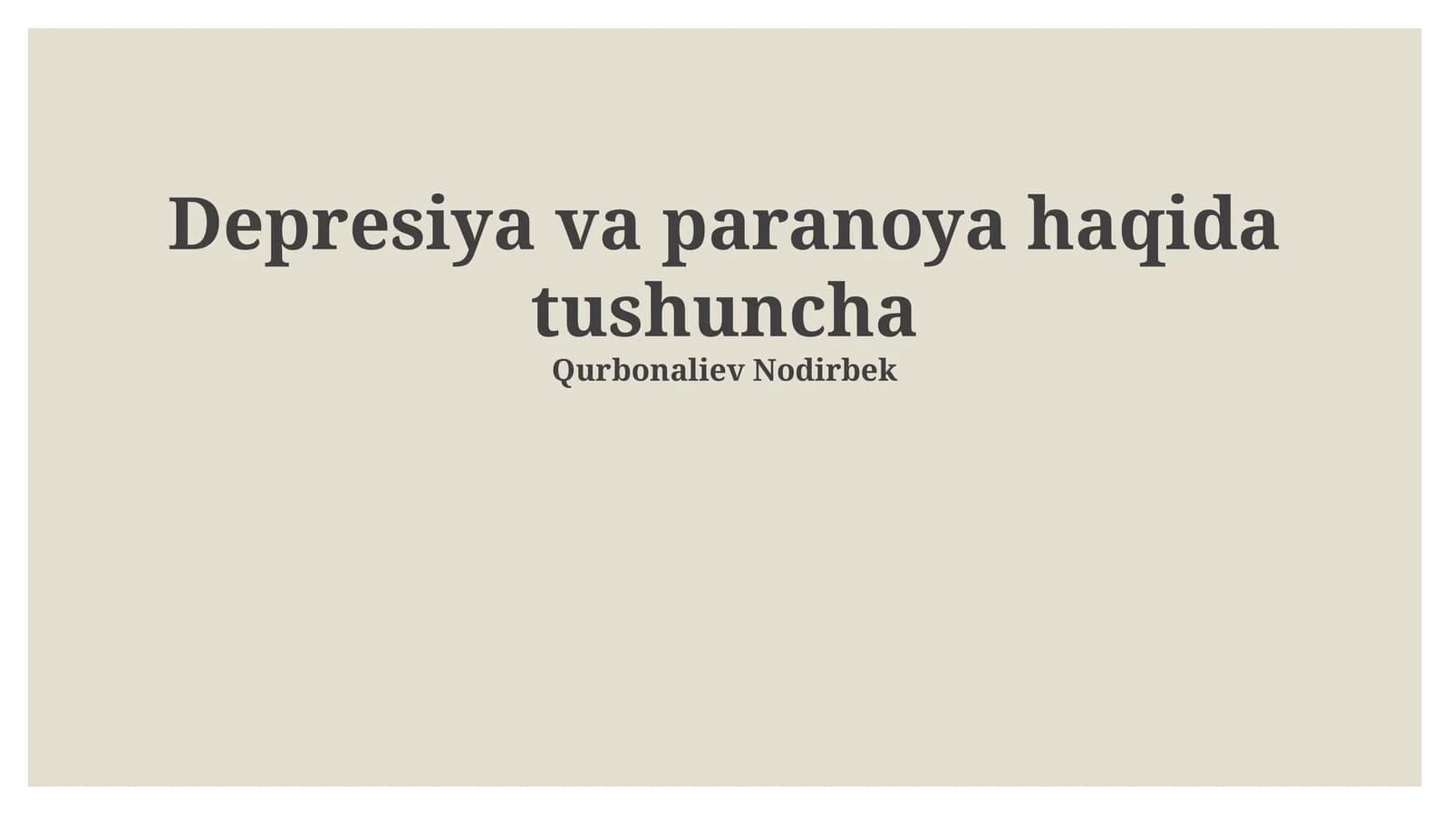 Depresiya va paranoya haqida tushuncha