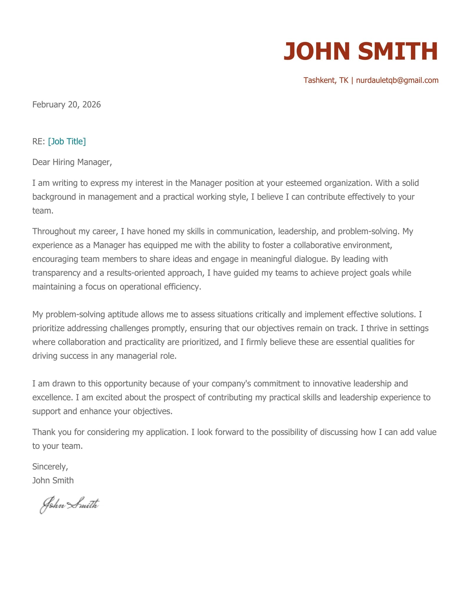 cover letter
