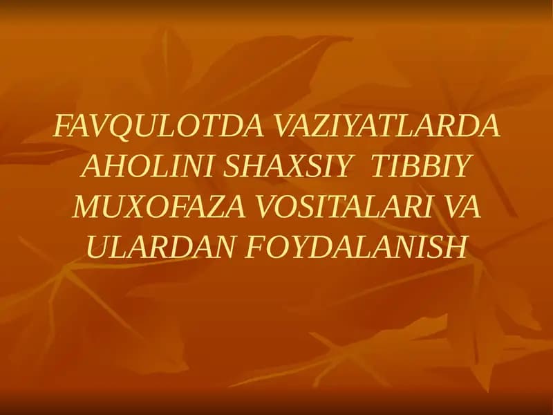 Shaxsiy himoya vositalari
