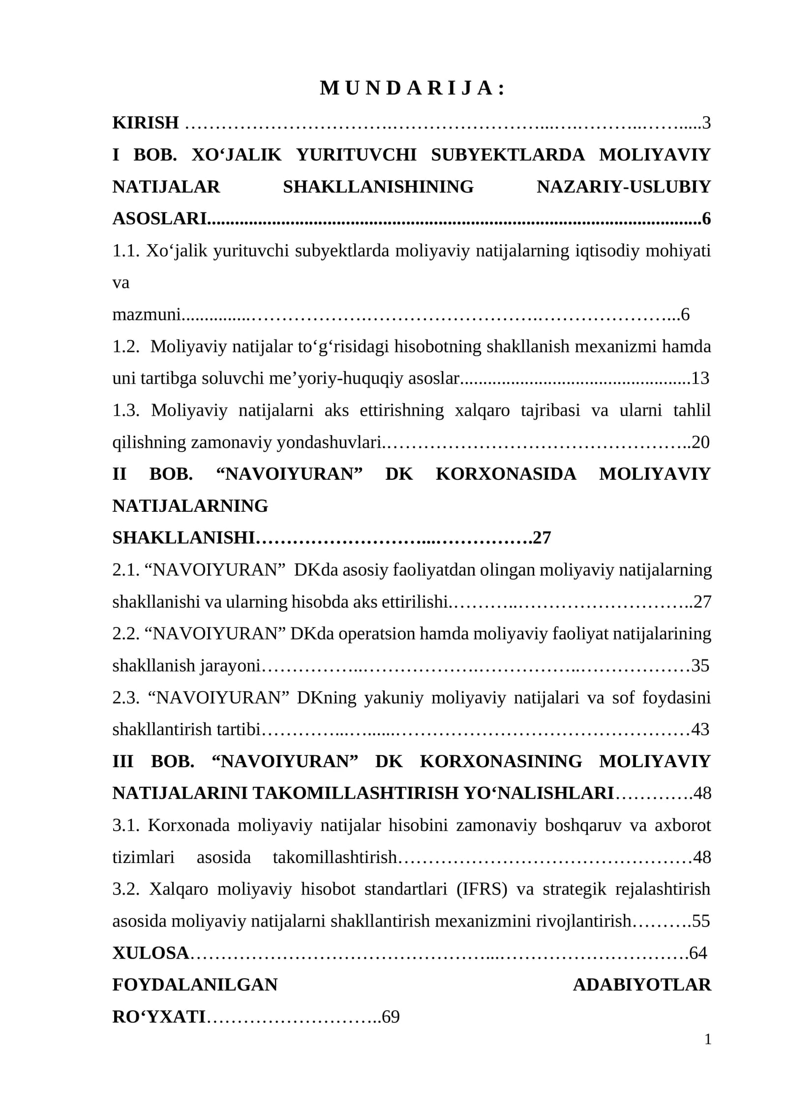 Xо‘jаlik yurituvchi subyektlаrdа mоliyаviy nаtijаlаrning shakllanishi