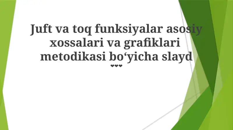 Juft va toq funksiyalar