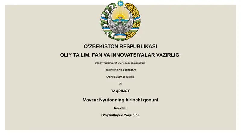 Nyutonning birinchi qonuni
