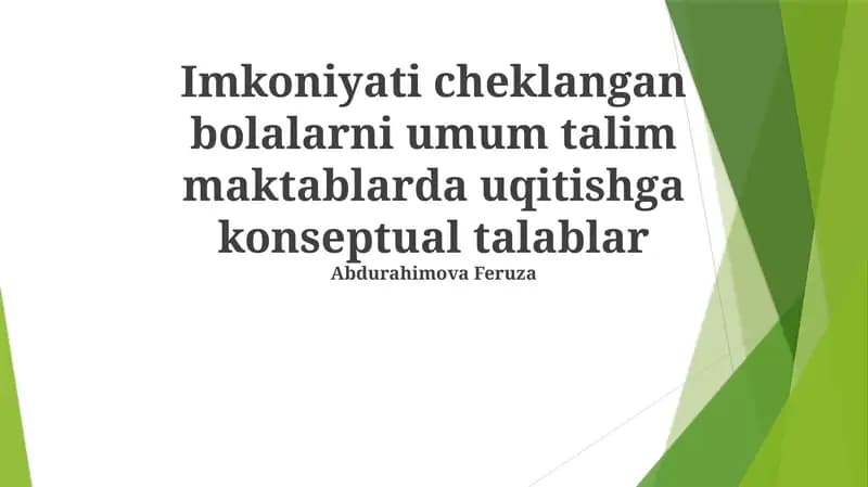 Inklyuziv ta'lim muhitini yaratish