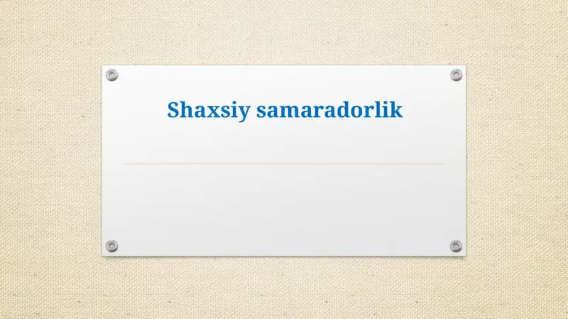 Shaxsiysamaradorlik