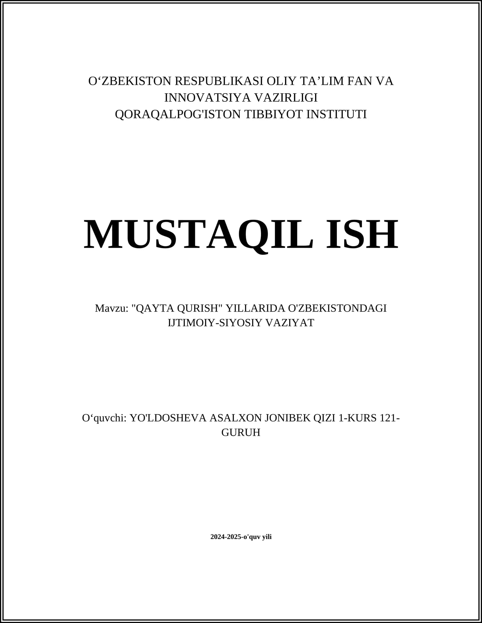 QAYTA QURISH