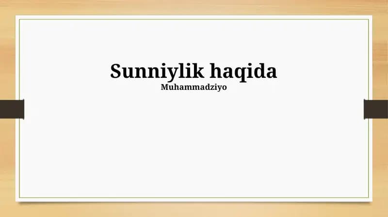 Sunniylik haqida