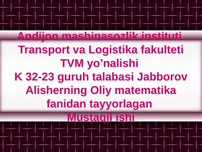 Differentsial tenglamalarning amaliy masalalari