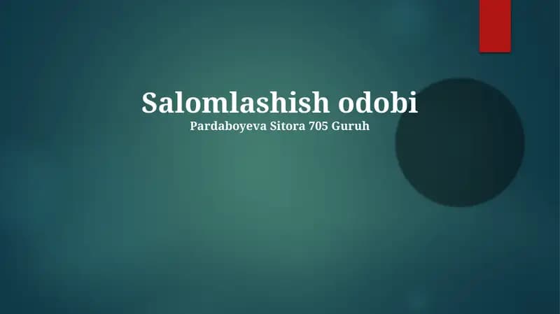 Salomlashish odobi