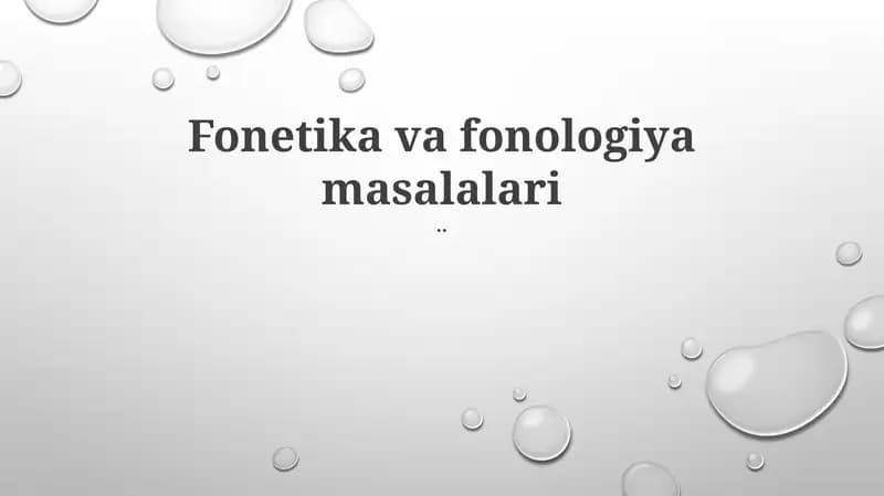 Fonetika va fonologiya masalalari