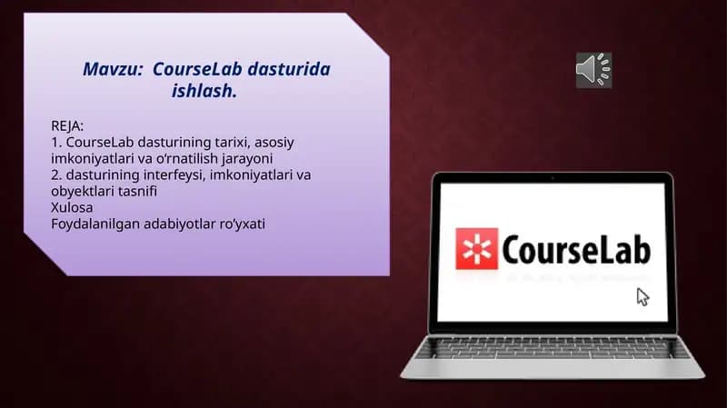 CourseLab dasturida ishlash