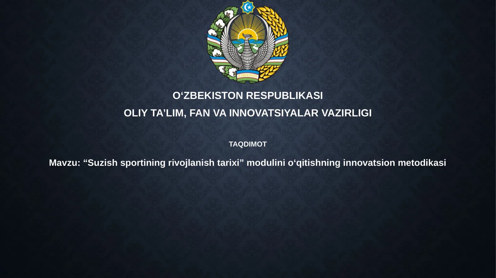 Suzishsportining rivojlanishi tarixi modulini o'qitishning innovatsion metodikasi