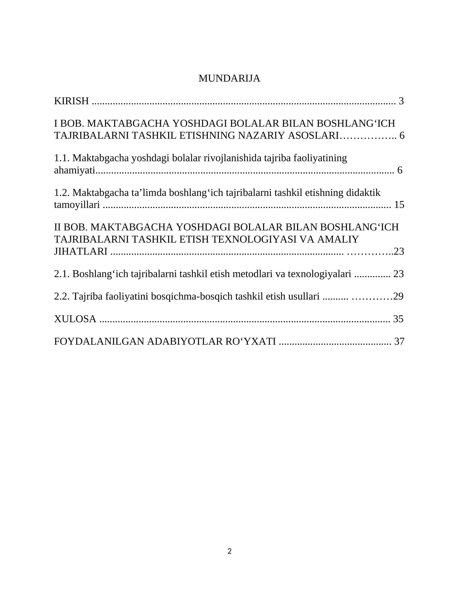 MAKTABGACHA YOSHDAGI BOLALAR BILAN BOSHLANG‘ICH TAJRIBALARNI TASHKIL ETISH