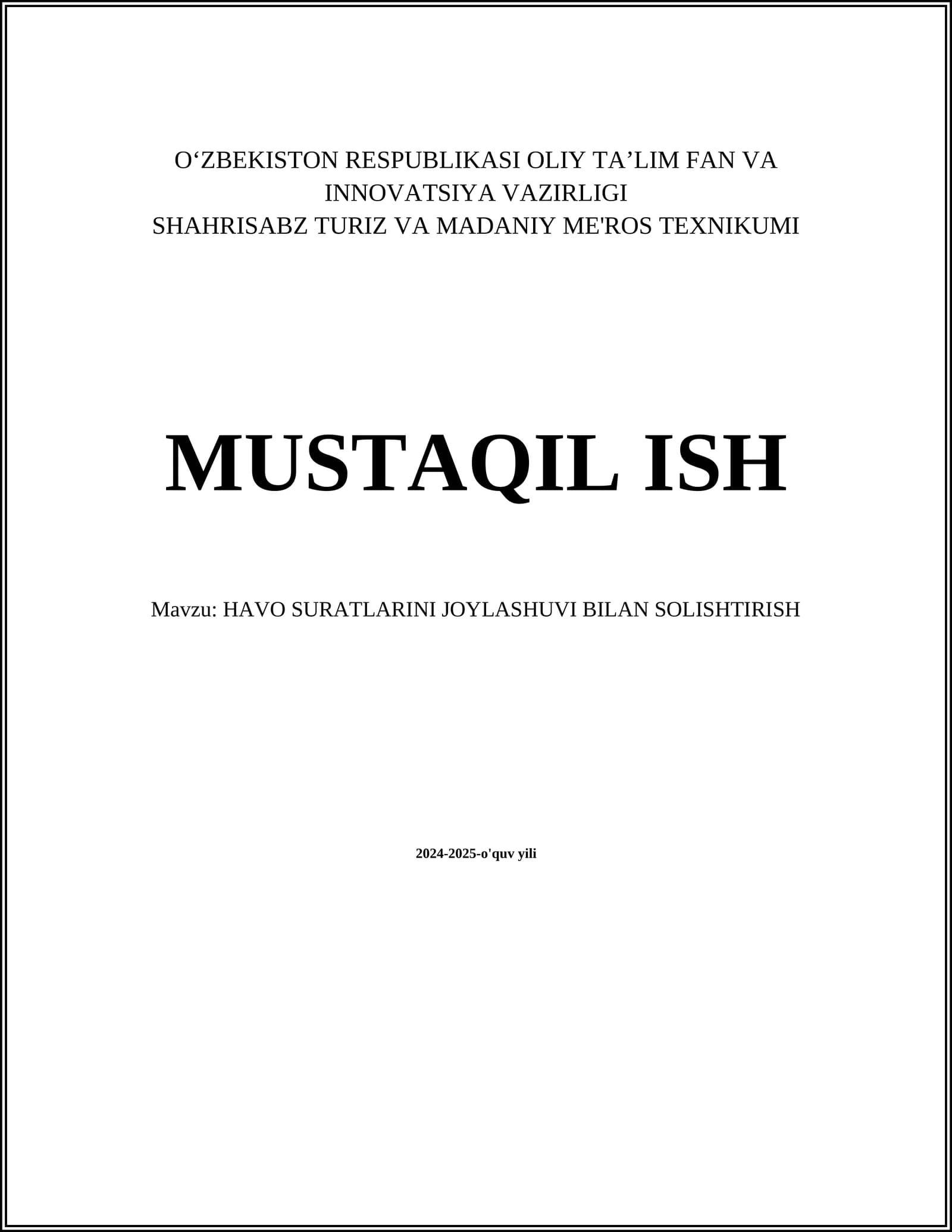 HAVO SURATLARINI JOYLASHUVI BILAN SOLISHTIRISH