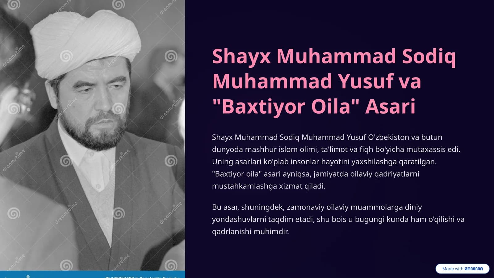 Shayx Muhammad Sodiq Muhammad Yusuf va "Baxtiyor Oila" Asari