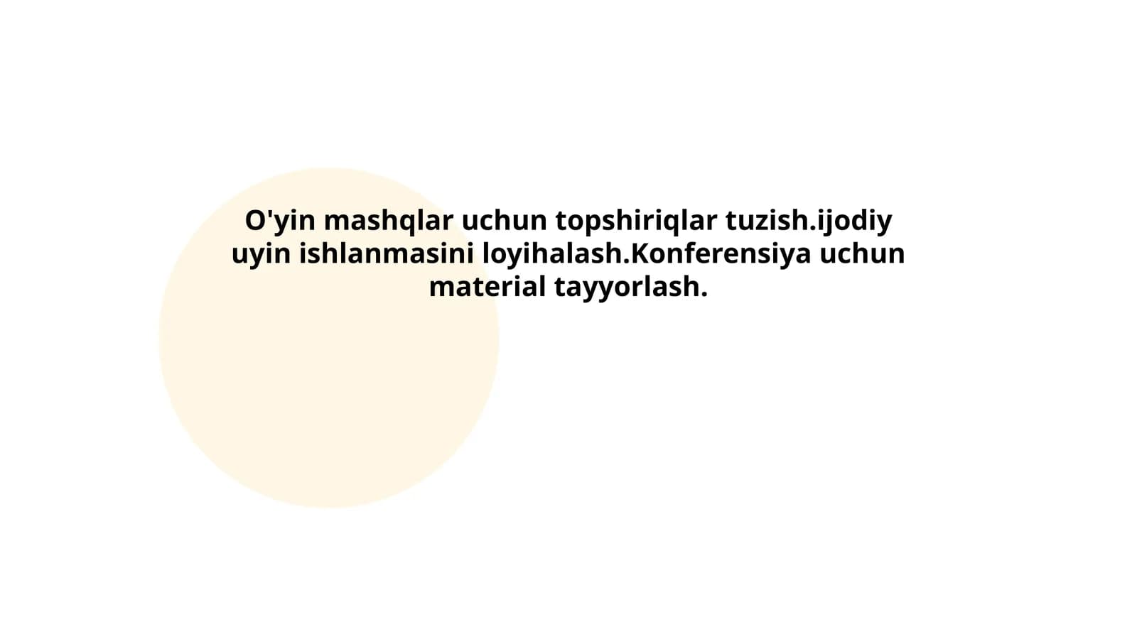 O'yin mashqlar uchun topshiriqlar tuzish