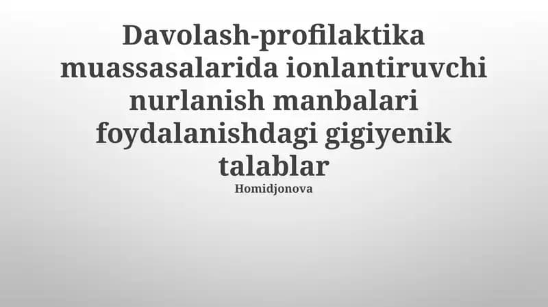 Radiatsiya Xavfsizligi Gigiyenasi